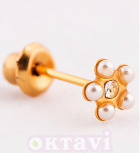Серьги Flower Pearls - 24Kt (931C)